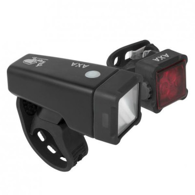 LICHTSET USB OPLAADBAAR - AXA NITELINE T4-R MET SPANRING WIT/ROOD LICHTSET USB OPLAADBAAR - AXA NITELINE T4-R MET SPANRING WIT/ROOD